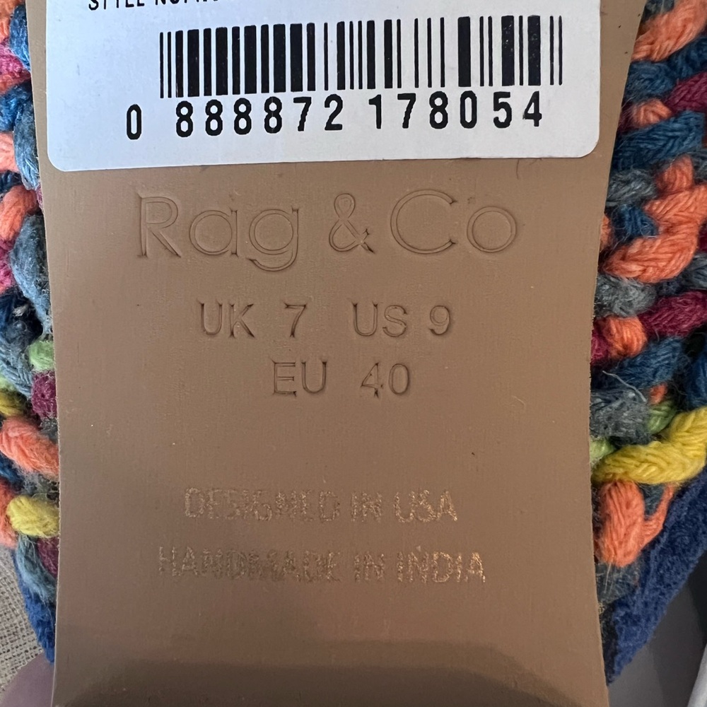 NWT | Rag & Co Colorful Handcrafted Slippers, Size 9 - Picture 5 of 7